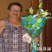 Bouquet of 1 white lily and greens - Photo 3