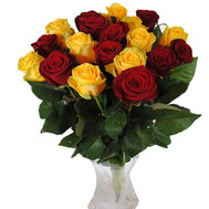 19 red and yellow roses