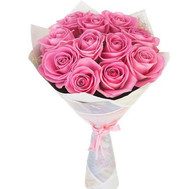11 pink roses in paper