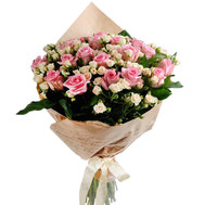 A beautiful bouquet of bush and ordinary roses