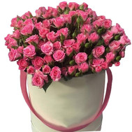 Pink bush roses in a box