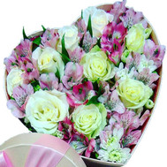 Heart of flowers in a box