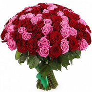 101 roses in an unusual bouquet