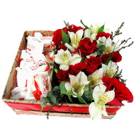 Box with flowers and rafaello