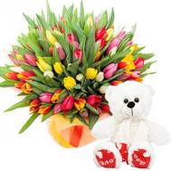 101 tulip and white bear