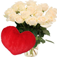 19 white roses and heart