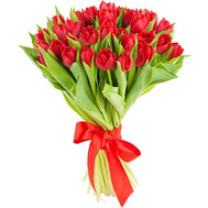 35 red tulips