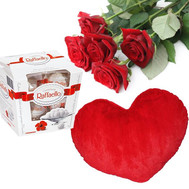 5 roses heart and rafaello