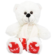 White teddy bear with scarf