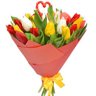 Tulips with decorative hearts