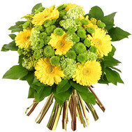 Bouquet of yellow gerberas and chrysanthemums