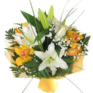 Bouquet of lilies and orchids