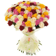 Bouquet of multicolored roses in Cherkassy