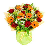 Bouquet of roses and gerberas