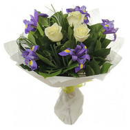 Bouquet of roses and irises