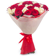 Bouquet of red and white roses