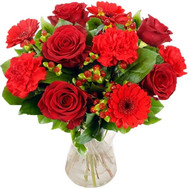 Bouquet of roses and carnations