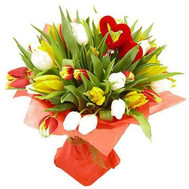 Bouquet of tulips with heart