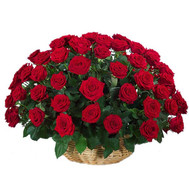 Basket of red roses in Cherkassy