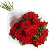 Red roses in cellophane