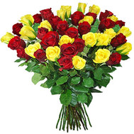 Bright bouquet of red and yellow roses