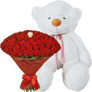 101 rose and teddy bear 2 meters