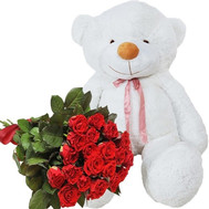 Big Teddy bear with roses