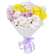 Beautiful bouquet of multicolored chrysanthemums