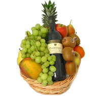 Fruit and wine in the basket