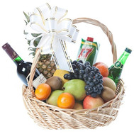 Fruit basket with wine