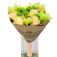 Fashion bouquet with orchids and green chrysanthemum