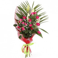 Small bouquet of lilies and spray roses