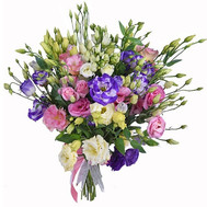 Multicolored eustoma in bouquet