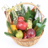 New Year's gift basket with champagne