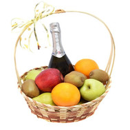 Fruit and Asti Martini in basket