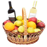 Fruit basket with imported wine