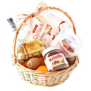 Gift basket with vermouth and candy
