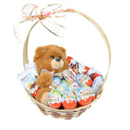 Basket with Kinders and Teddy Bear