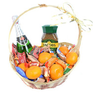 Basket of sweets, coffee and Asti Martini