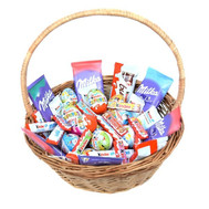 Basket with chocolate and Kinders