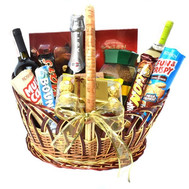 Gift basket of products with alcohol