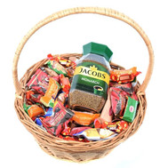 Gift basket with coffee and sweets