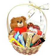 Gift Basket with candy and Teddy Bear