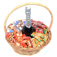 Gift Basket with Candy and Champagne