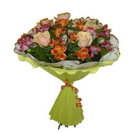 Bouquet of roses and alstroemerias