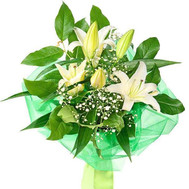 Bouquet of 1 white lily and greens