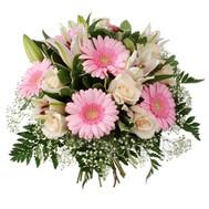 Bouquet of lilies, roses, gerberas