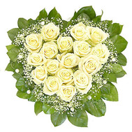 Flowers in the form of heart with gypsophila
