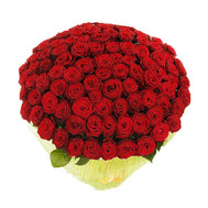 A huge bouquet of red roses