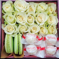 Box with roses and sweets